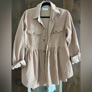 Womens Pink Corduroy Button-Front Jacket